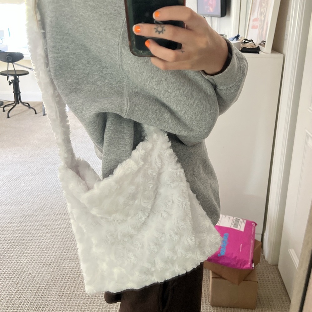 White fuzzy mini bag